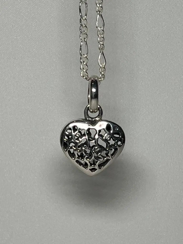 Sterling Silver Puffed Heart Necklace