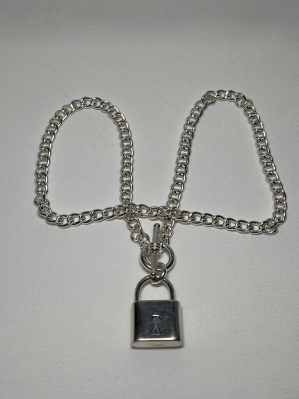 Heart Padlock Keyhole Necklace 950 Sterling Silver