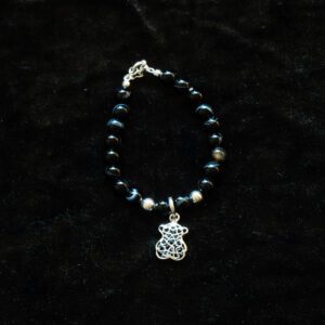 Bead Bracelet with Sterling Silver Bear