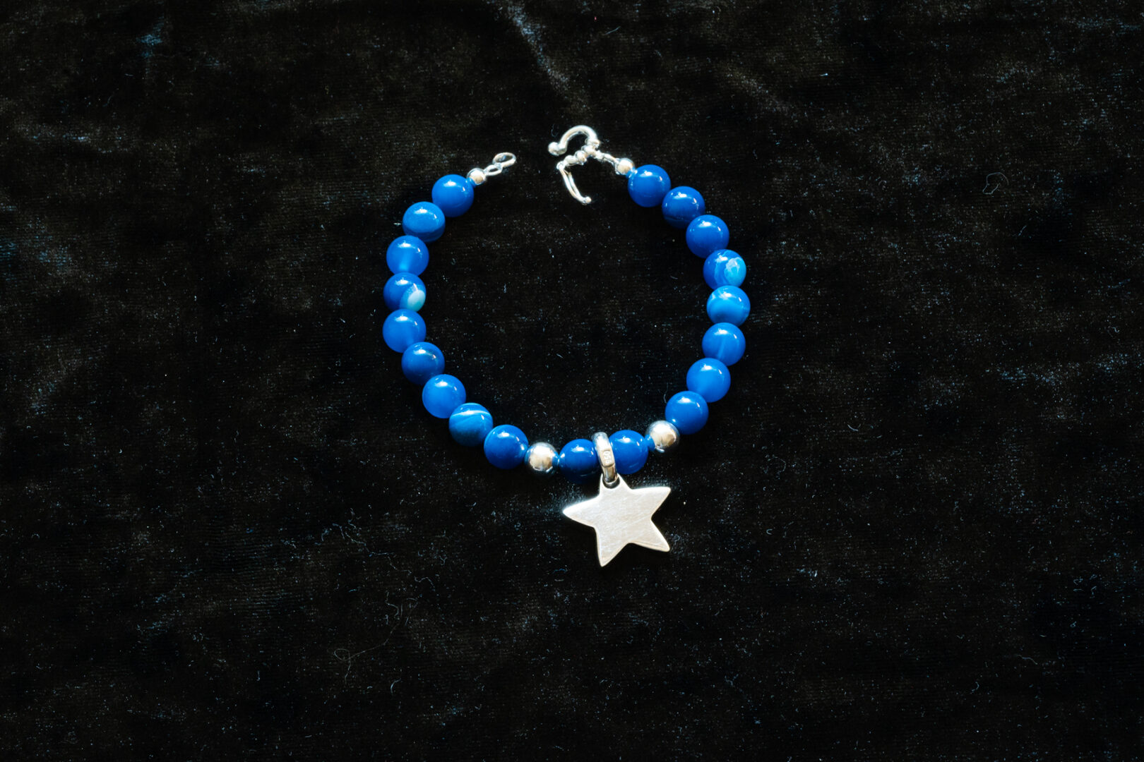 Beaded Blue Bracelet with Silver Star