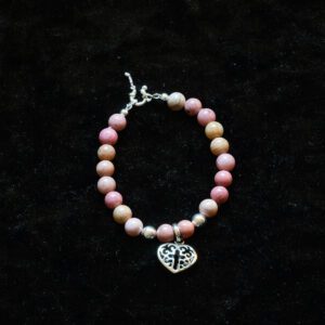 Pink Beaded Bracelet With Heart