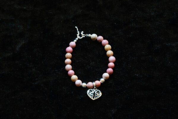 Pink Beaded Bracelet With Heart