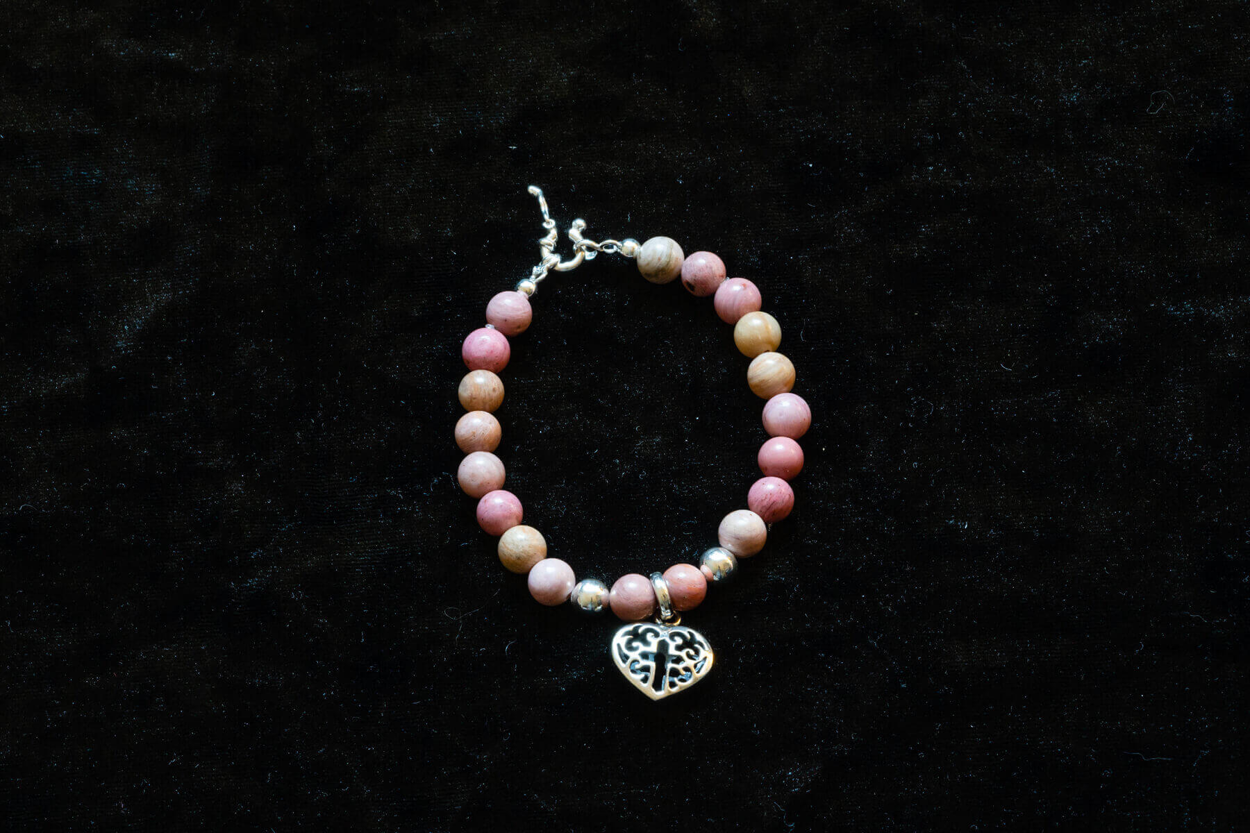 Pink Beaded Bracelet With Heart