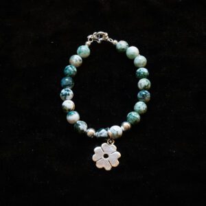 Bead Bracelet with Sterling Silver Flower