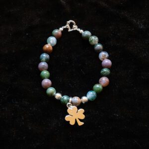 Bead Bracelet with Sterling Silver Clover