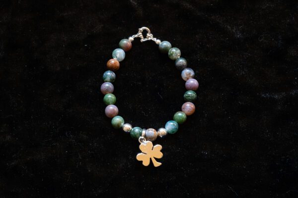 Bead Bracelet with Sterling Silver Clover