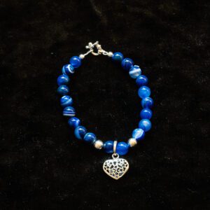 A Blue Bead Bracelet with Sterling Silver Heart