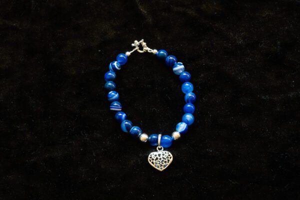 A Blue Bead Bracelet with Sterling Silver Heart