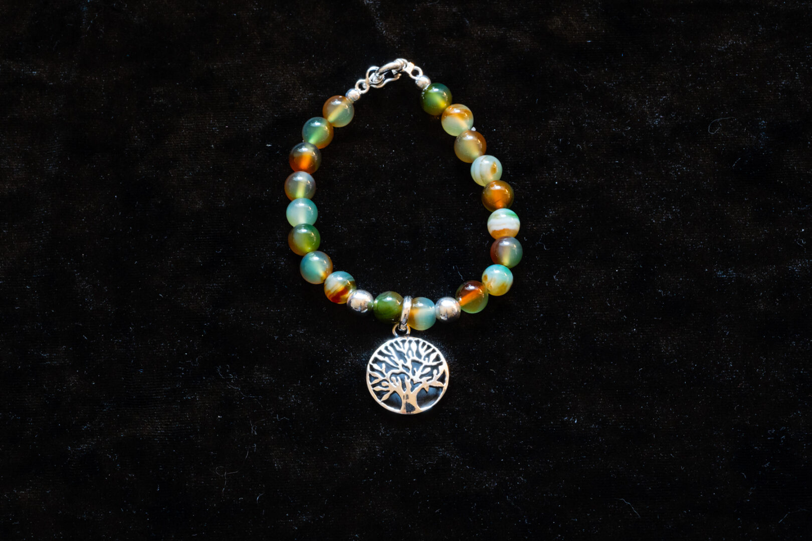 Bead Bracelet with Sterling Silver Tree