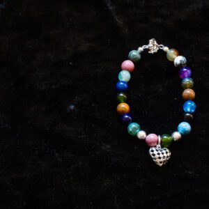 A Beautiful Multi Color Beaded Bracelet with a Heart