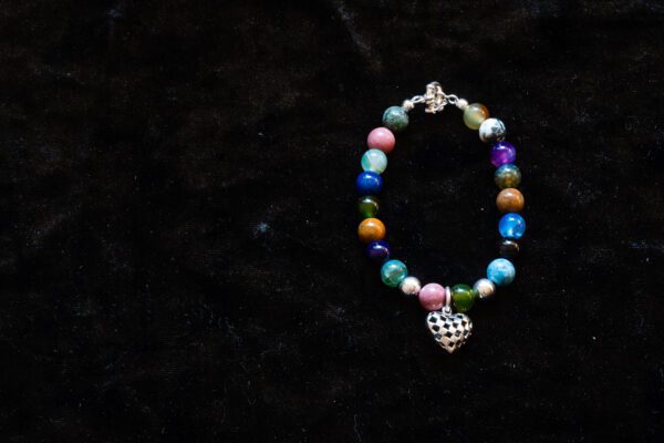 A Beautiful Multi Color Beaded Bracelet with a Heart