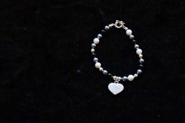 Black, White, and Silver Color Beaded Bracelet