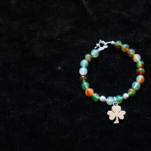 Blue and Turquoise Sterling Silver Clover Bracelet