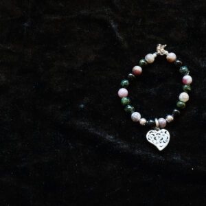 Beaded Bracelet with Silver Heart