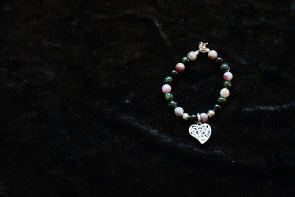 Beaded Bracelet with Silver Heart