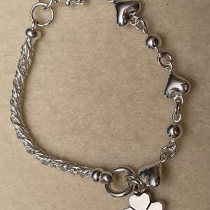 A picture of the silver bracelet with a leaf icon