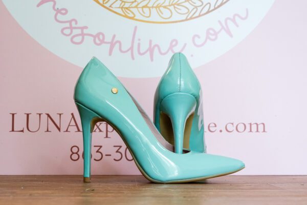 High Heel Shoes in turquoise color