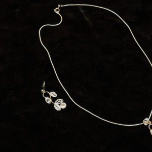 A picture of a jewelry set with locket and earrings